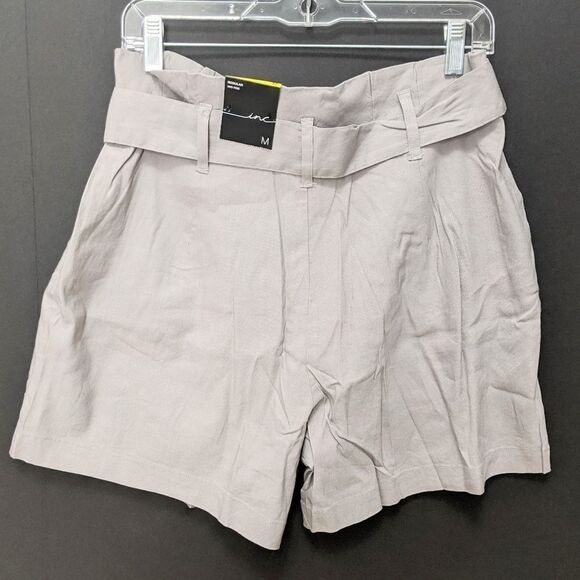 NWT INC Linen Paper Bag Belted Gray Shorts M - Picture 5 of 9